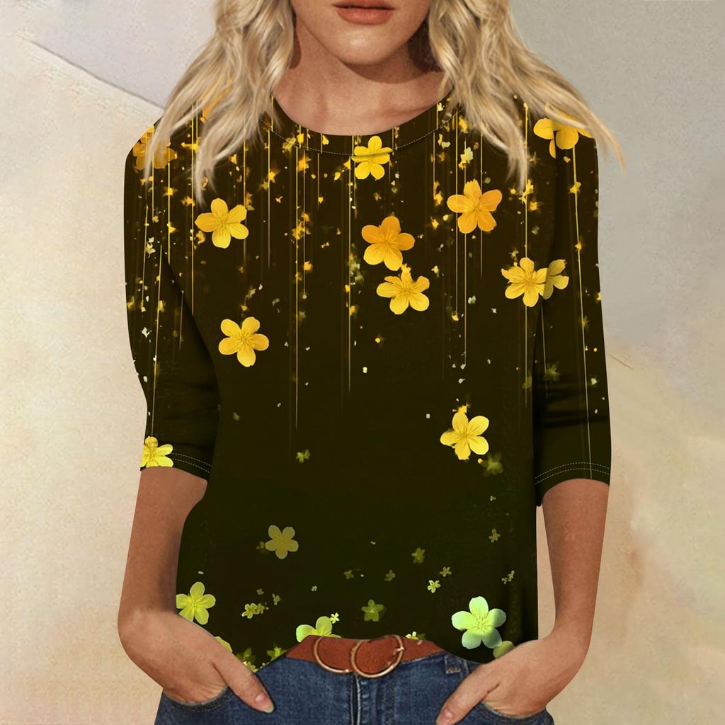 Dámský módní ležérní svetr s kulatým výstřihem a tříčtvrtečním rukávem s potiskem Saint Pao