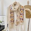 New embroidered flower cotton scarf with temperament shawl women's scarf neck protection fashionable and warm