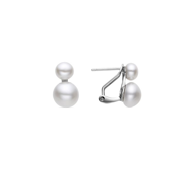 Boucles D'oreilles Luxenter En Argent 925 Avec Perle Blanche Finition En Rhodiée - Kire
