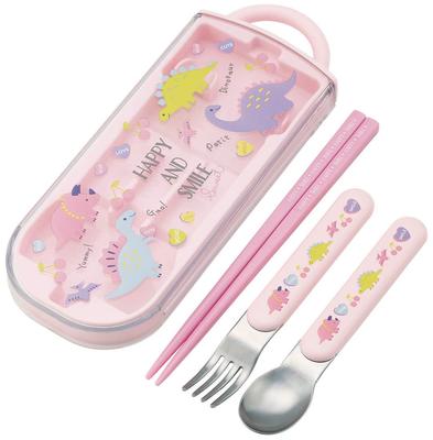 Conjunto Trio de Talheres Antibacterianos Deslizantes Lancheira Hashis Colher Garfo Sorriso Feliz Meninas Fabricado no Japão Infantil & TACC2AG-A