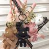 Cute Resin Keychain Charm Bow Bear Pendant For Women Bag Car KeyRing Mobile Phone Fine Jewelry Accessories Kids Girl Gift