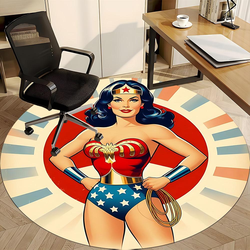 1pc Wonder Woman, Superhero Chair Carpet for Office Non-Slip, Indoor Non-Slip Washable Carpet, Non-Shedding Mat For Office yy251030074