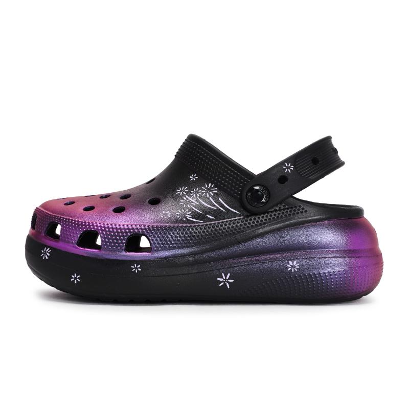 Crocs Classic clog 811 made Brilliant fireworks special shoe box stepping on feeling hole shoes for men and women black purple pink