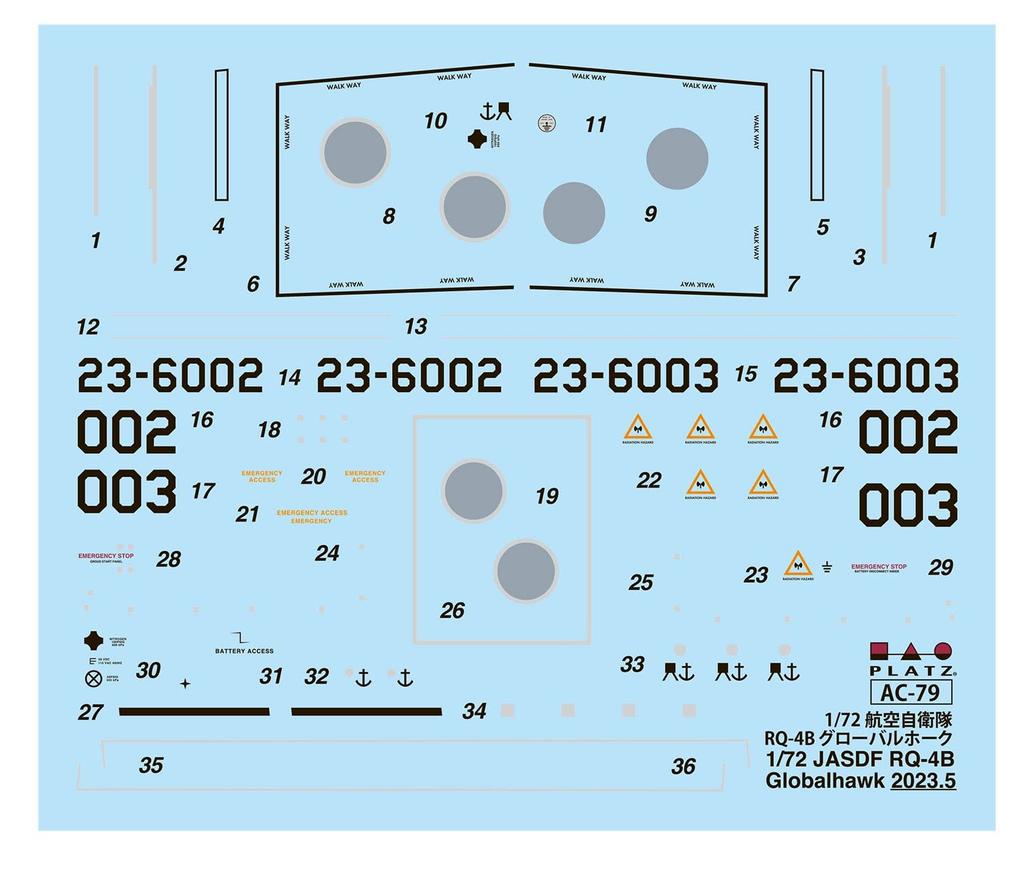 PLATZ Japan Air Force Global Hawk Unmanned Reconnaissance Misawa Air Base Reconnaissance Squadron Plastic Model Kit 1/72 Self-Defense RQ-4B Aircraft,