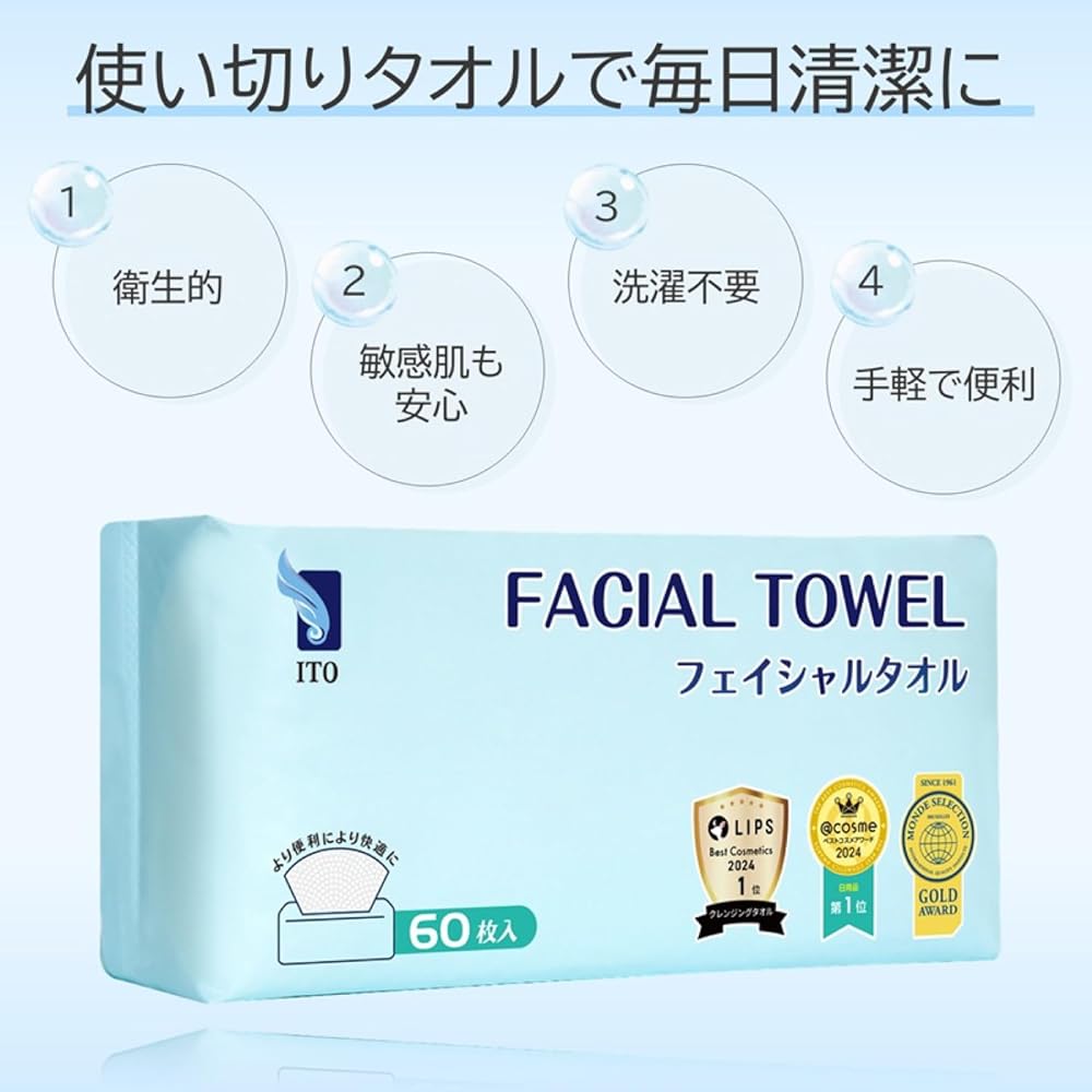 ITO Facial Towel Set 4 Pieces Cleansing Tissue Type Disposable Towels Sensitive Skin