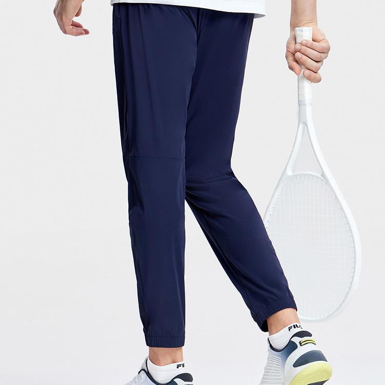 FILA Woven Long Pants 2023 Autumn New Basic Simple Cuffed Tennis Sports Pants Men bottoms Dark-Blue A11M333802F-NV