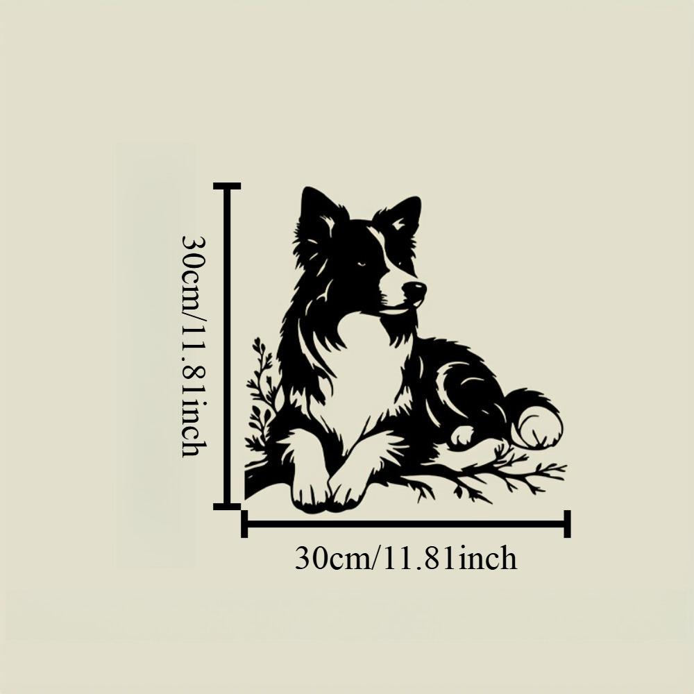 Eisen Wandkunst Border Collie Hund Skulptur Metall Haus Garten Dekor Schwarz Weiß