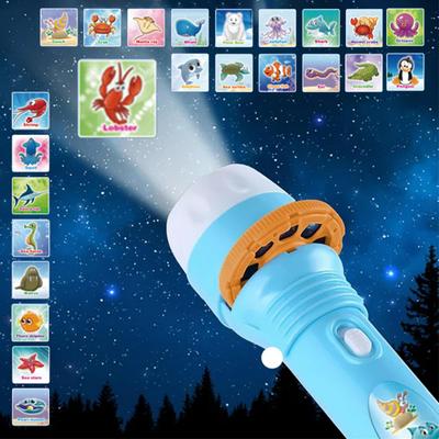 Kids Flashlight Toy with Dinosaur Animal Patterns Slide Projector Educational Fun Convenient Nightlight Flashlight