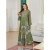 Indonesia Middle East Morocco Embroidery Diamond Print Long Sleeve Robe Women Long Travel Dubai Dress Dress
