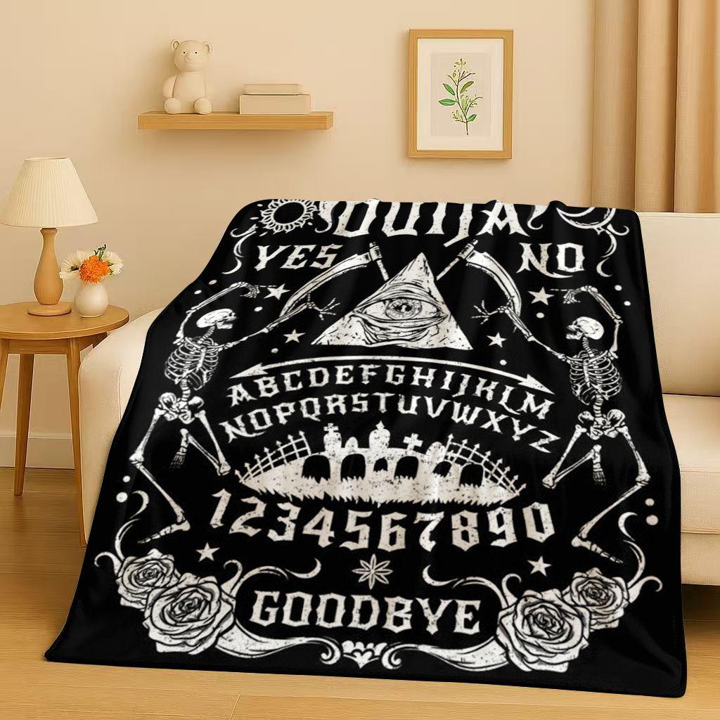 3D Retro Witch Spirit Ouija Board Flannel Blanket,Ultra Soft Warm Plush Throw for Home Bedroom Bed Sofa Cover Kids Gift Picnic
