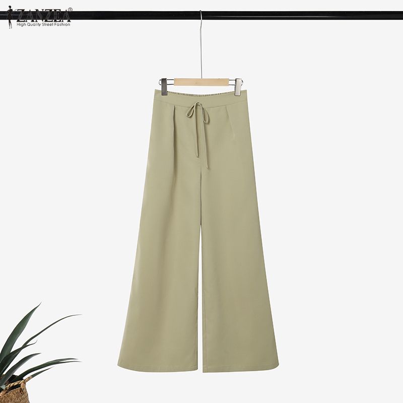 ZANZEA Elegant Women Outfits Lapel Neck Long Sleeve Blouse and Long Trousers Casual Two Piece Cargo Sets