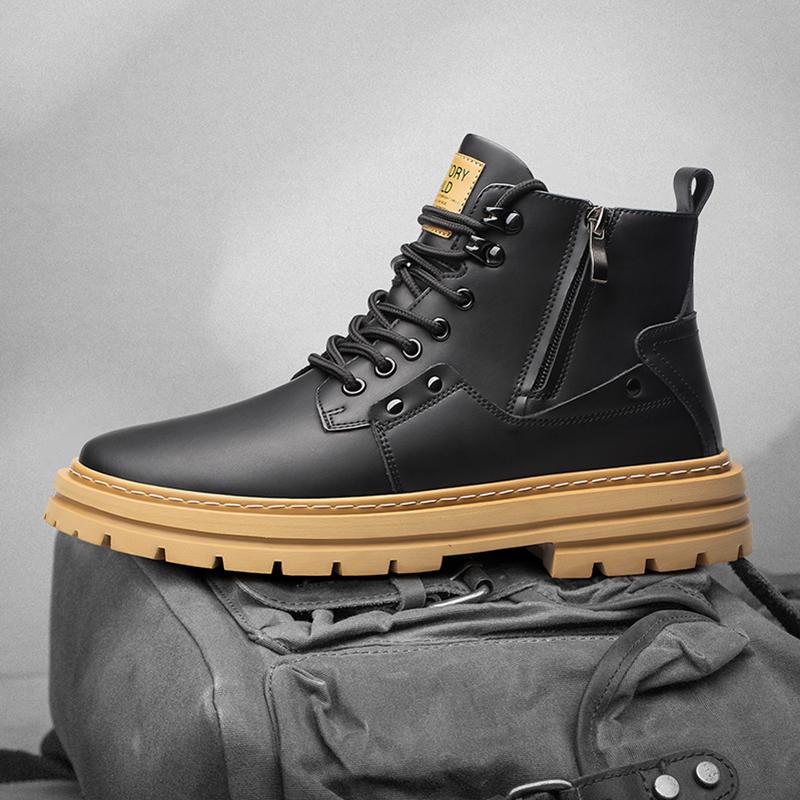 Fashion Designer Brand Men's Elevated Shoes Personalized Genuine Leather Boots Men's Outdoor Work Wear Boots Winter High Top Shoes
