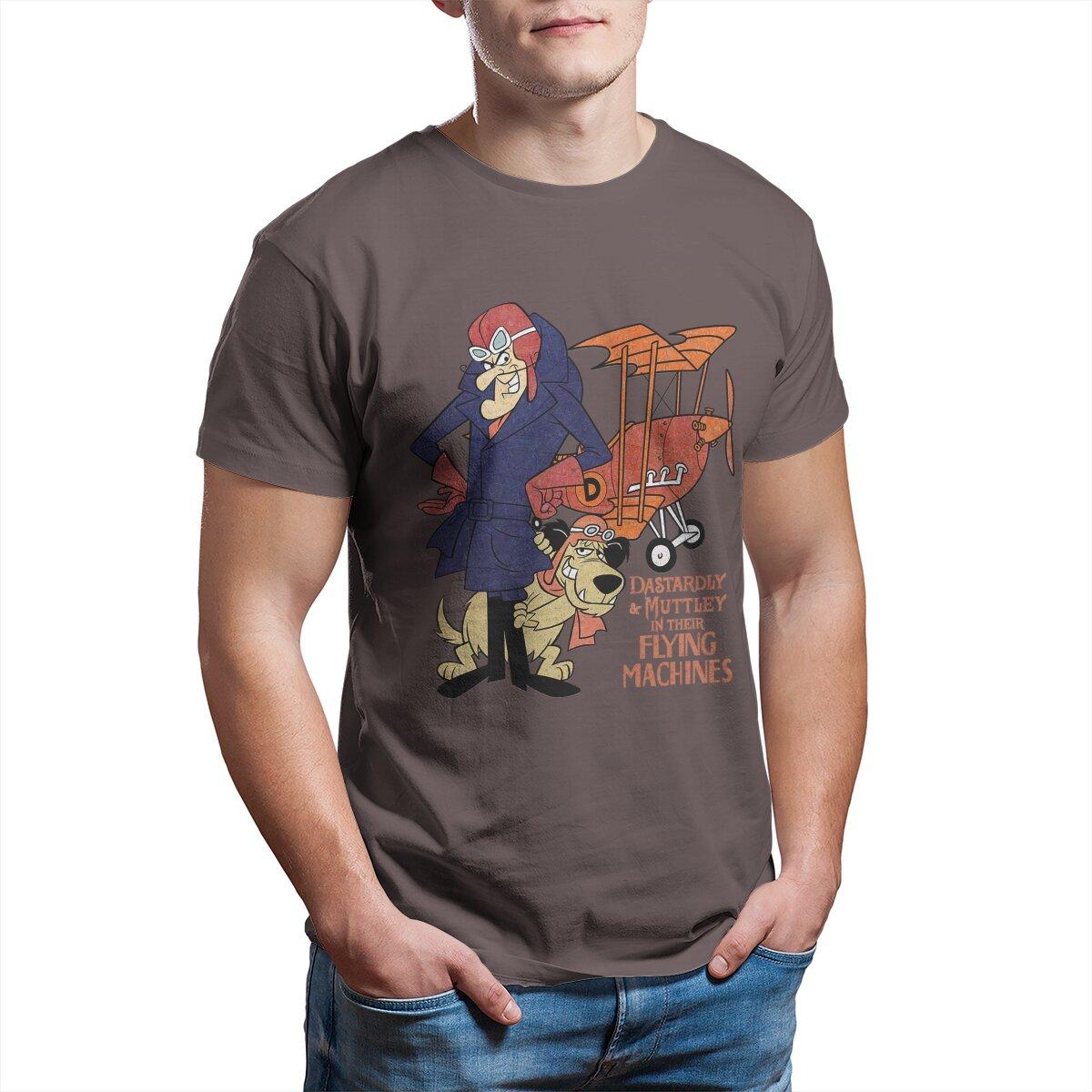 Mens Dastardly Muttley Flying Machines Wacky Races Cartoon T Shirts Cotton Clothing O Neck Tee Shirt Graphic Printed TShirts S
