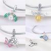 Copper Authentic Charm Bead Charms Pink Butterfly Flowers Yellow Zircon Fireflies Bees Bead Charms Compatible With Bracelets Women Jewellery Making Di