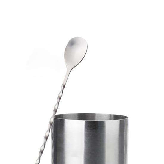 Spiralförmiger langer Rühr-Cocktail-Kaffeelöffel aus Edelstahl mit doppelseitigem Griff