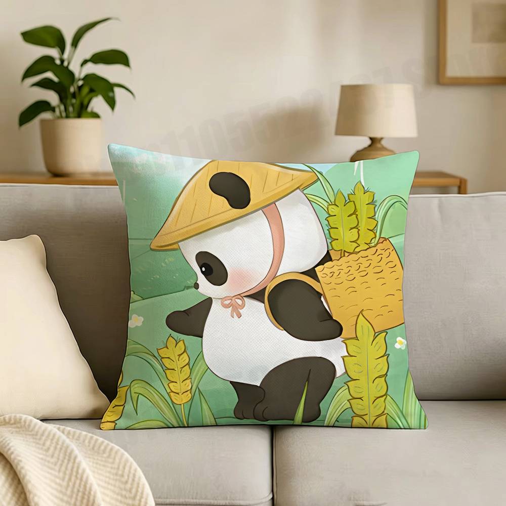 Cut Funny Small Panda Cartoon Printing Pillowcase Customized Pillow Cover for Sofa Home Decor