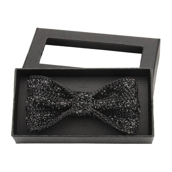 Men Bow Tie Adjustable Fit Shiny Rhinestone Design Neck Tie Weddings Groomsmen Business Formal Occasions Accessories