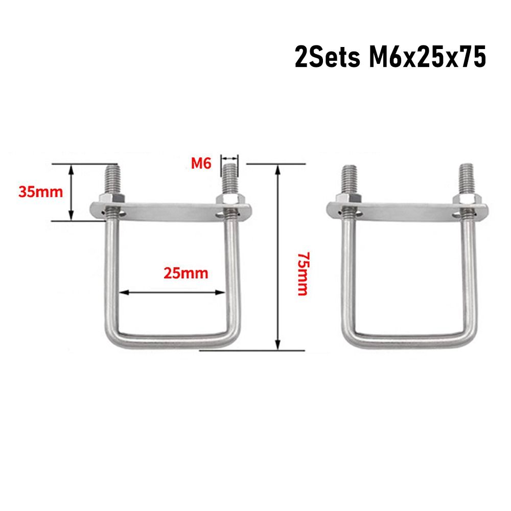 2Sets Iron Pipe U-clamp Right Angle U-bolt Squa Bolt Durable Square Clamp