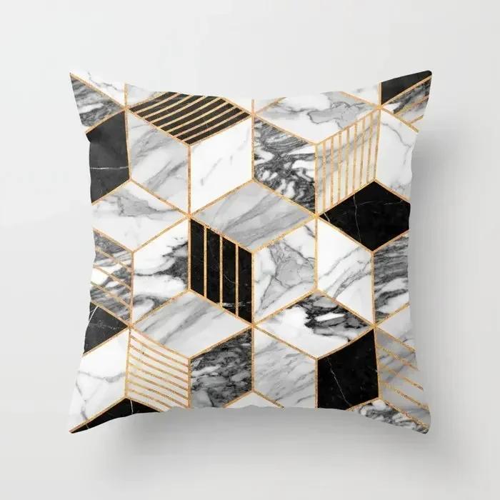Housses d'oreiller 45x45cm Créatives Texture Bois Marbre Mode Géométrique Coussins Décor de Maison Ferme Canapé Coussins de Jet