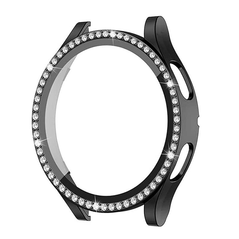 LUJING Glass+Case for Samsung Galaxy Watch 4 44mm 40mm Accessories Bling Diamond PC Bumper Shell +Screen Protector Galaxy Watch4 Cover