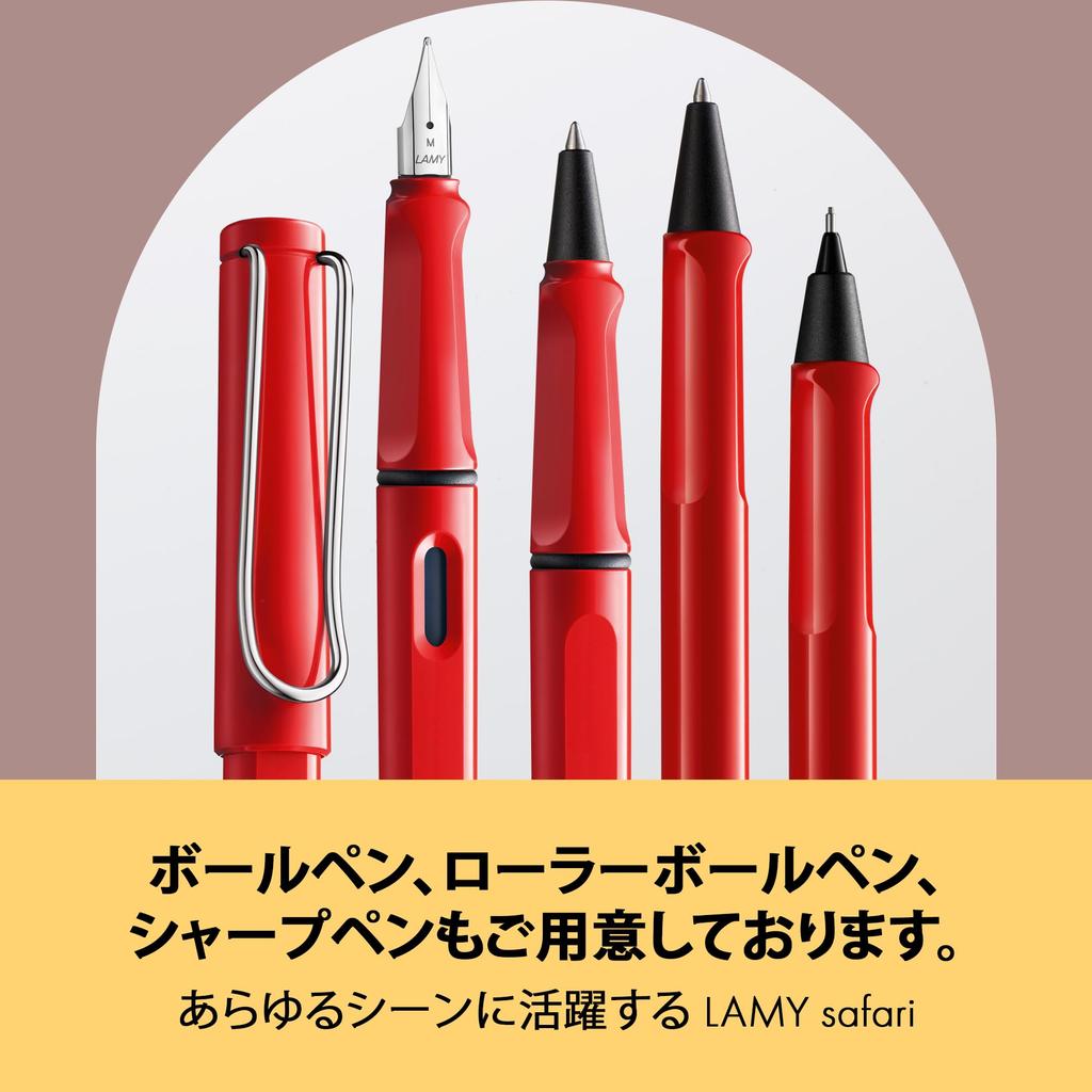 LAMY Safari Red Fountain Red Ergonomic Grip and Polished Steel Size F Ideal for Writing and Calligraphy Includes LAMY T10 Blue Ink Cartridge Pen, -