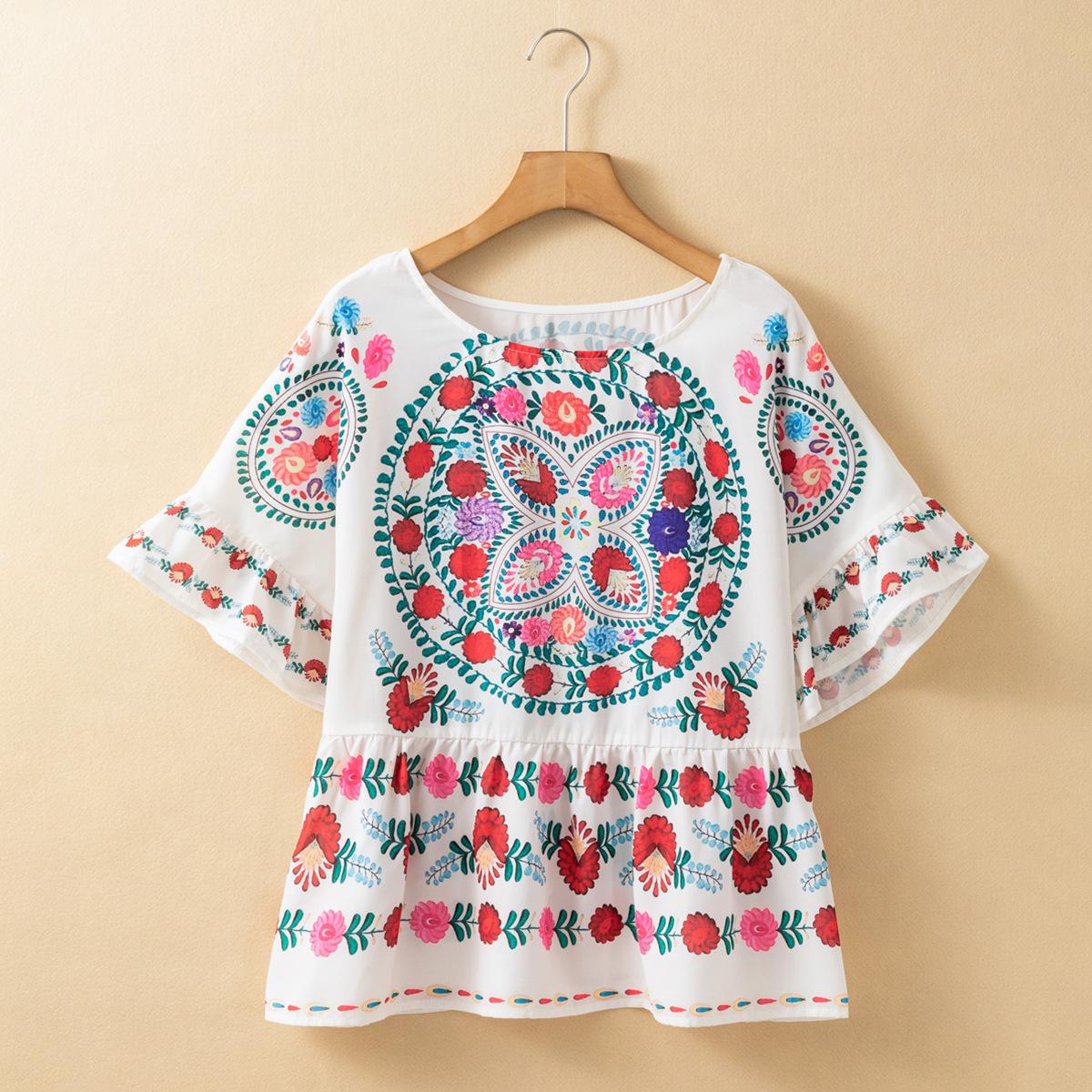 

Shiying Women s European & American Casual Loose Round Neck Five-Sleeve Summer Top S белый