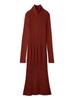 Mira Owen Turtleneck Long Rib Knit Red Women's Dress, 09WNO245103,