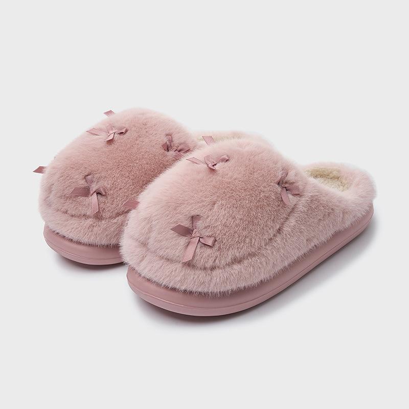 2025 New Fluffy Slippers Winter Indoor Home Heating and Velvet Outer Wear Thick-soled Cotton Slippers Women's