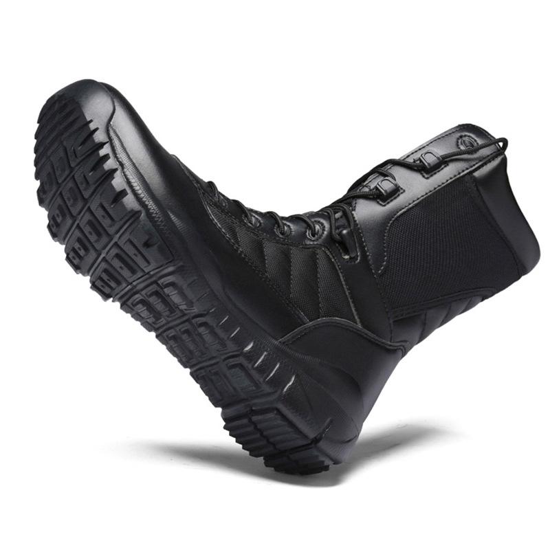 Moda Botas de Tornozelo Masculinas Primavera Verão Táticas Pretas Sapatos Casuais Sólidos Antiderrapantes Masculinos Tênis Casuais