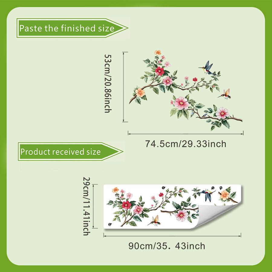 

Акварельна Квітка Птах Лоза Настінна Наклейка Самоклеюча Знімна Узголів я Ліжка Свіжа Настінна Декорація 30x90cm різнокольоровий