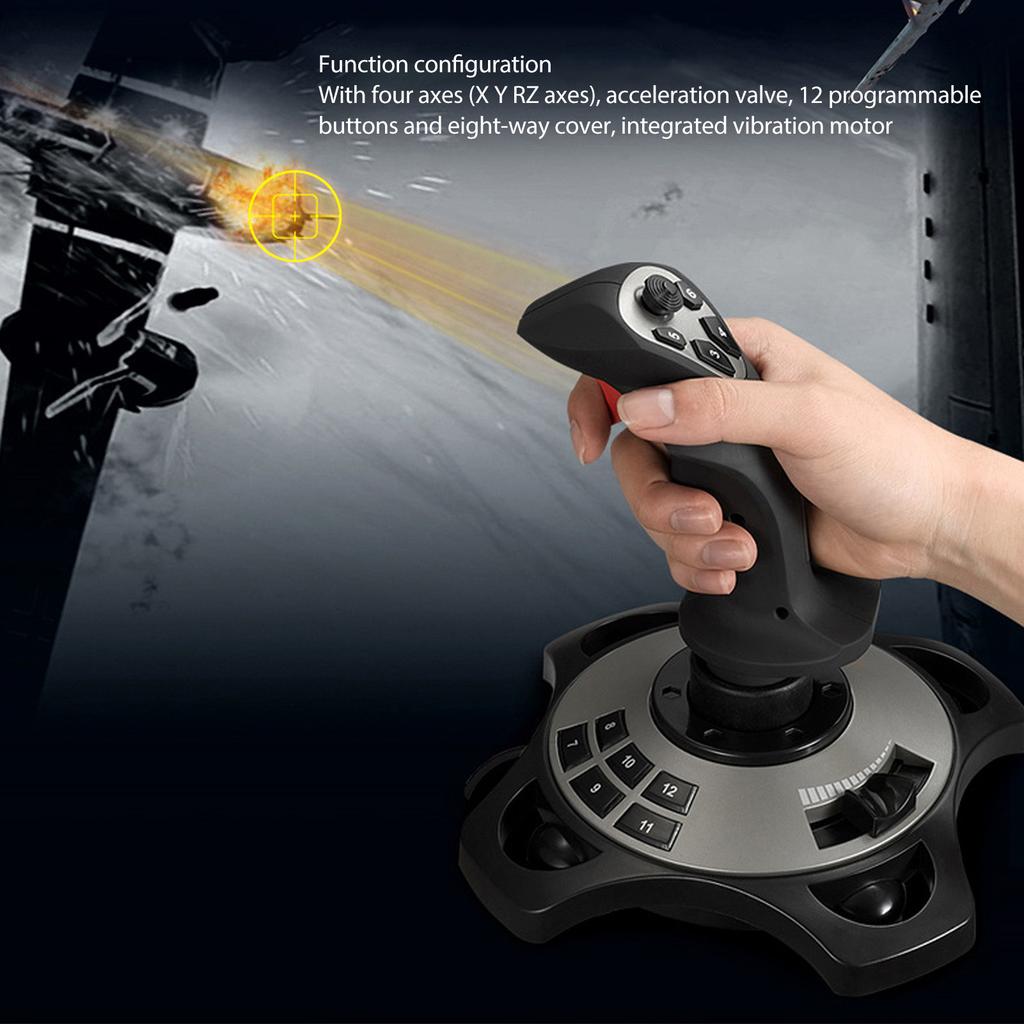 PC Flight Joystick Vibration Function Ergonomic Grip Professional Acceleration Valve PC Flight Game Joystick for PC for Laptop