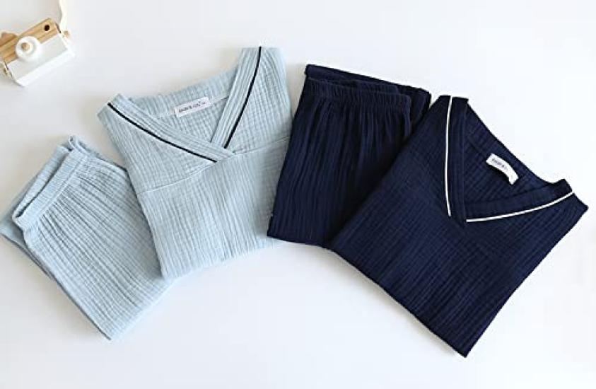 Yume Pajamas Double Gauze Pajamas for Roomwear for Long Marshmallow Sensitive Light Kids, Children, Cotton, Spring/Summer, Autumn/Winter, V-neck,