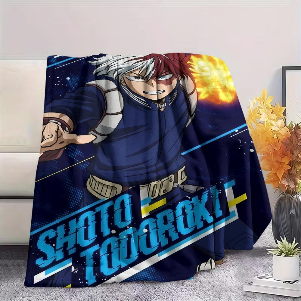My Hero Academia Character Pattern Flannel Blanket, High Quality Comfortable for All Seasons, Home Decor, Warmth and Comfort, Perfect for Gifts.