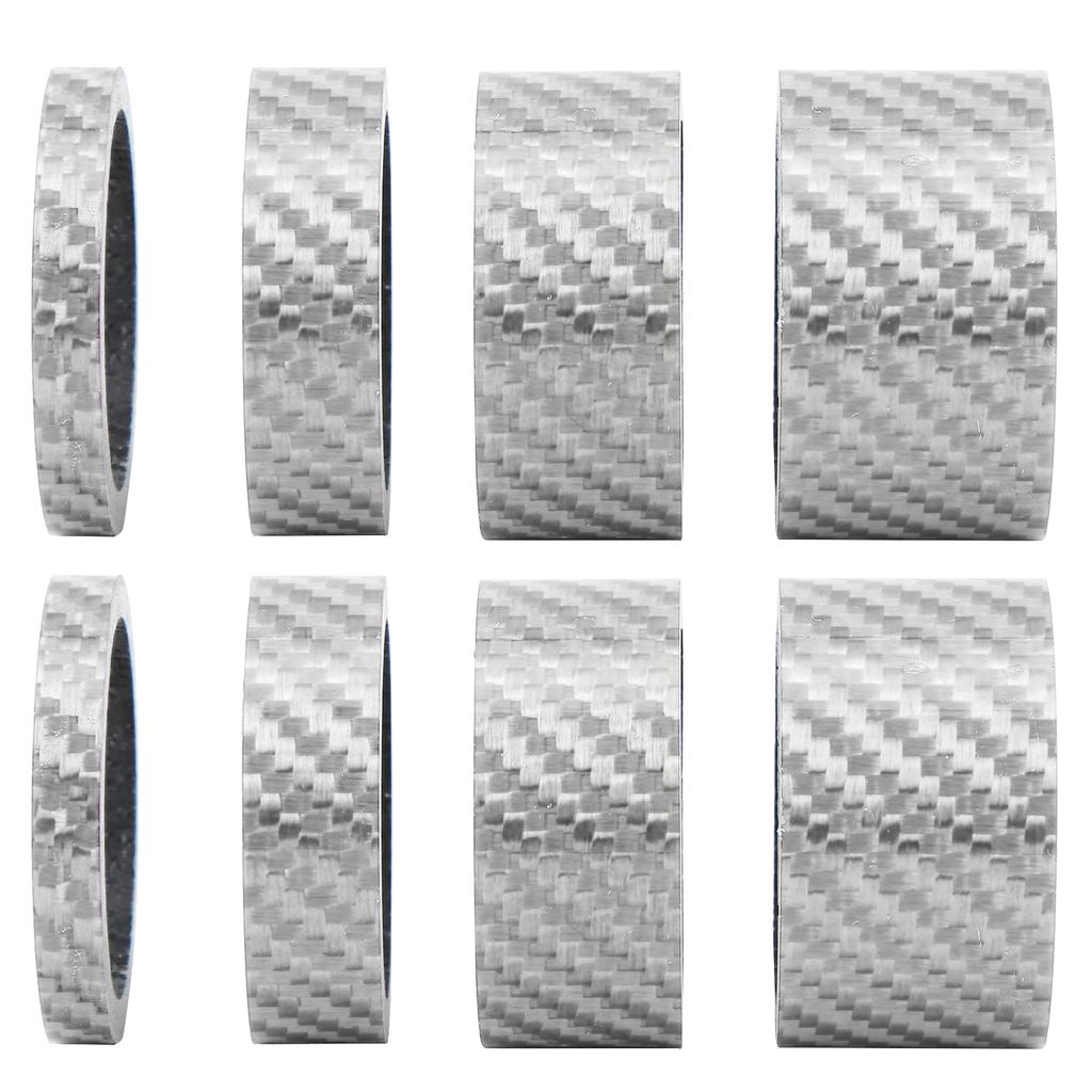 2 Set Carbon Fiber 5 10 15 20mm Bicycle Headset Front Fork Spacer Stem Bike WasherSilver