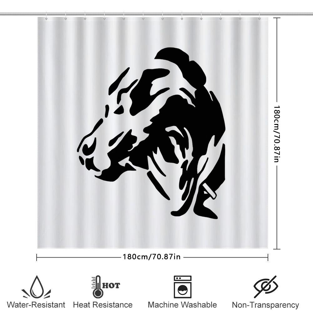 Unique Black Wolf Silhouette Shower Curtain Set Modern Forest Animal Pattern Bathroom Decor Waterproof Washable Liner Included