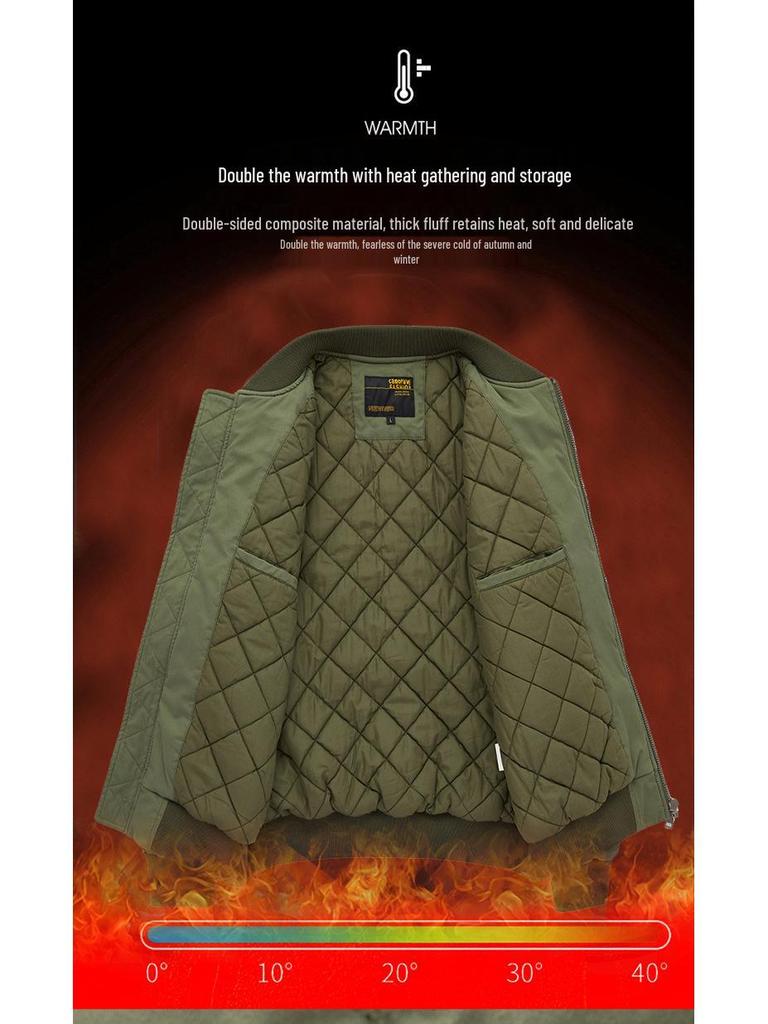 Herren Plus Size Lockere Baumwoll-Baseballjacke - Herbst/Winter Pilot Style Oberbekleidung.
