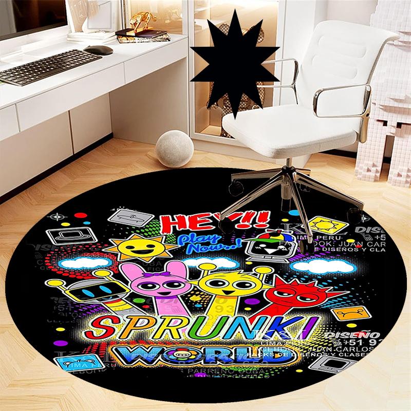 Sprunki Printed Round Rug Carpet Chair Rug Area Rug Entryway Doormats,for Office Chair Living Room Bedroom Kitchen Room.