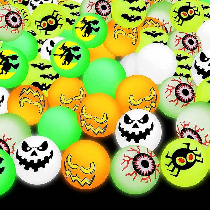 30/5Pcs Funny Bouncy Eyeballs Glow In The Dark Scary Green Eye Balls Halloween Haunted House Thematic Decorations Party Supplies