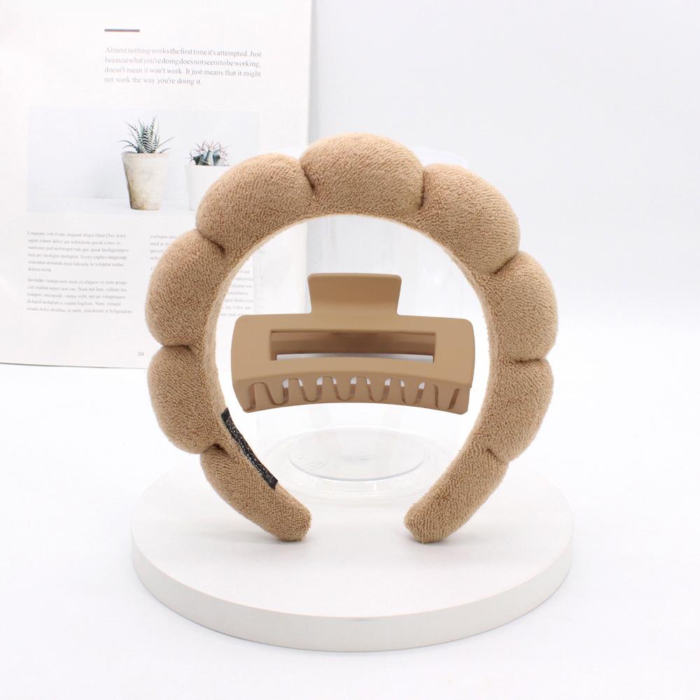 2PCS Spa Headband for Washing Face Hair Clips Set Sponge Makeup Headbands Hair Claw Clips for Women Hair Accessories