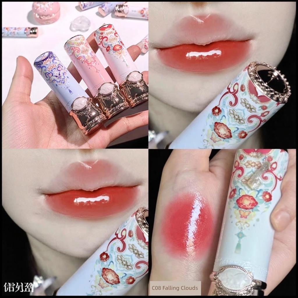 Flower Knows Butterfly Cloud Shoulder Solid Lip Glaze with a Film-Forming Mirror-Like Shine, Lightweight and Natural, Long-Lasting Color Lock