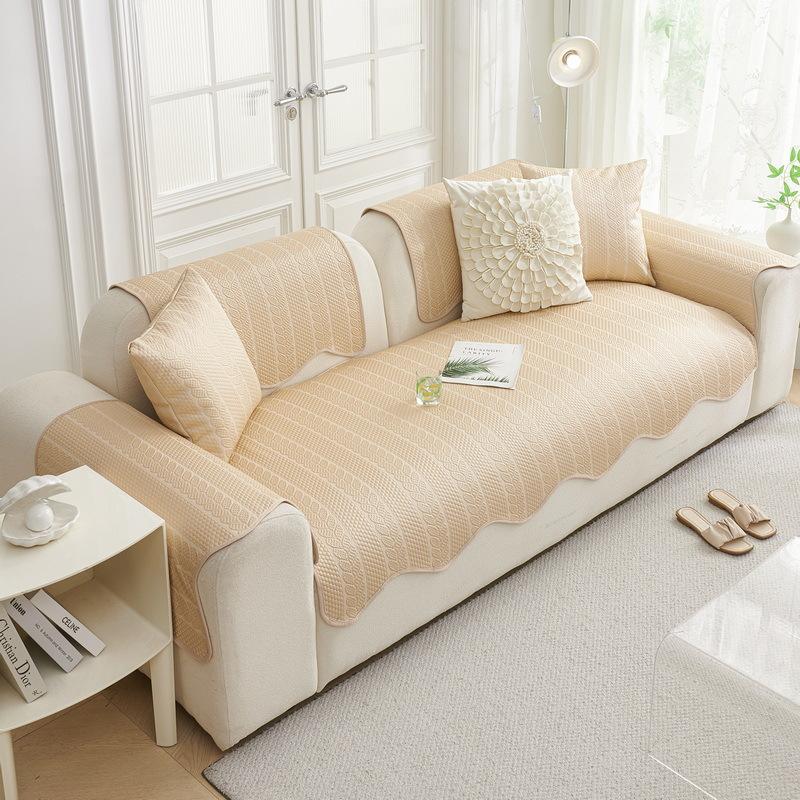 

New Summer Straight-Breasted Leather Sofa Cushion, One-Piece Fixed Non-Slip Seat Cushion, Summer Wheat Ear Pattern Sofa Cover 70*70cm