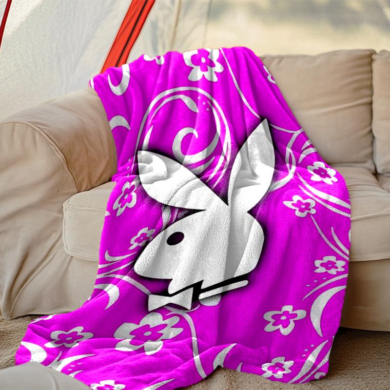 1 Stück PlayBoy Decke, Heimbedruckte Überwurfdecke - Weiche Decke Geschenk für Familie, Waschbare Sofa-Bett-Decke