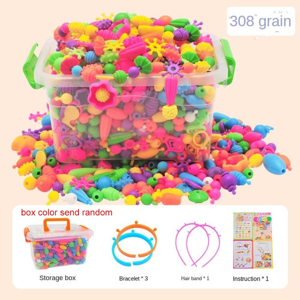 108/188/308pcs Multi-shaped DIY Handmade Beaded Kit Toy Educational Jewelry Making Toys Kids
