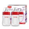 Sticlă de hrănire din plastic LuvLap Anti-Colic cu gât larg Natura Flo pentru bebeluși, 150ml (Pachet de 2) Fără BPA Nou-născut Sugar Copil mic