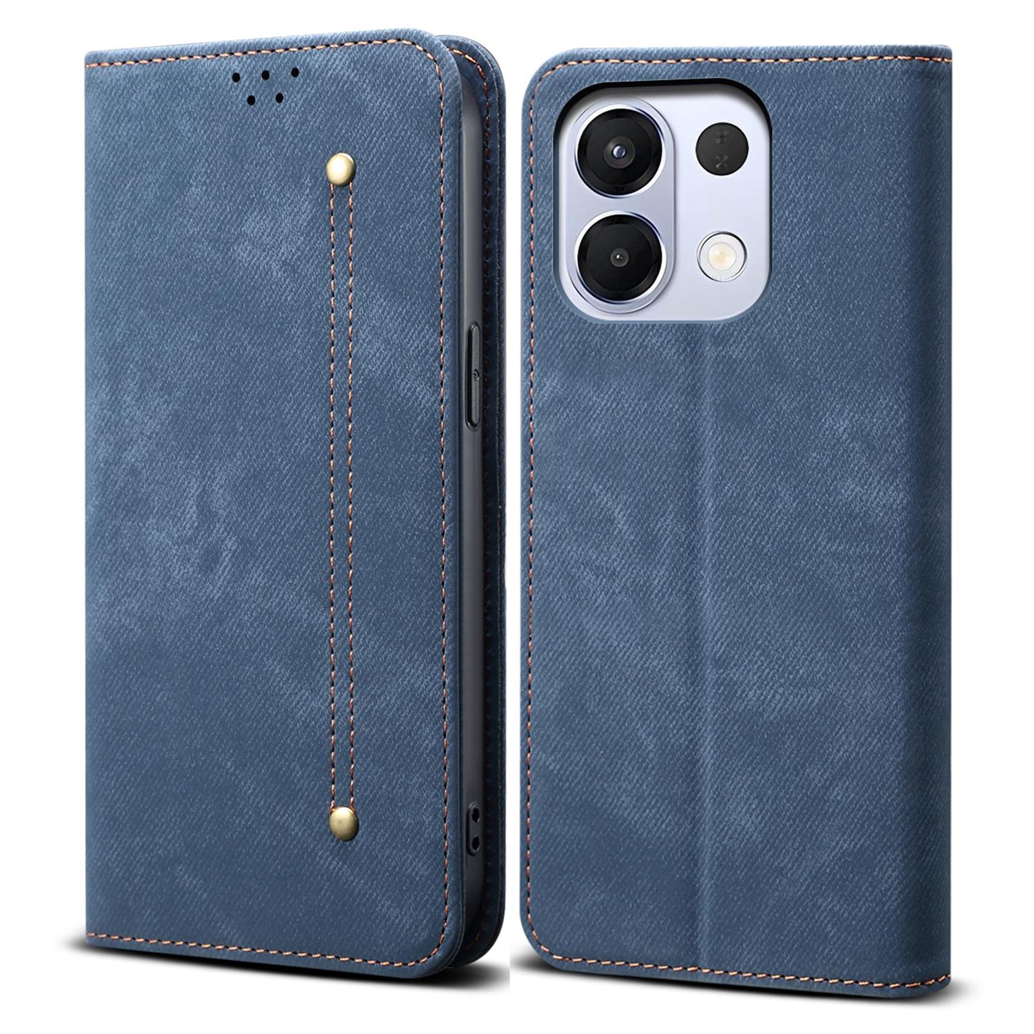 

For Oppo K13 5G/K12s Case Jeans Cloth Texture Anti-Scratch Leather Stand Phone Cover C
