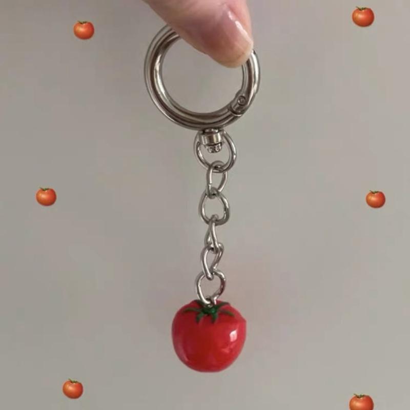Whimsical Tomato Shape Keyring Resin Alloy Crafted Charm Stylish Accessory Fashion Keychain Pendant for Keys Backpacks