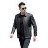 Spring and Autumn Men's Genuine Leather Jacket First Layer Cowhide Jacket Solid Color Lapel Jacket Middle-aged Business Dad Outfit Large Size