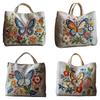 DIY Linen Tote Bag Cross Stitch Sewing Needlepoint Embroidery Kit with Stamped Flower Butterfly Pattern Hoops Threads