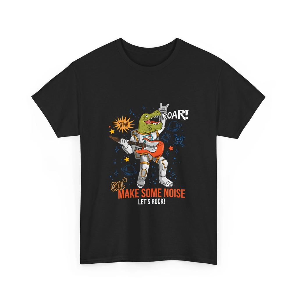 Rockin Dinosaur Playing Guitar T-Shirt Make Some Noise Lets Rock, Cool Gift idea