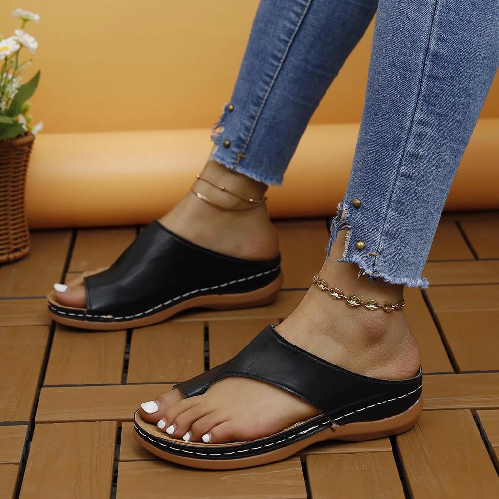 Women Sandals Summer Outdoor Leisure Comfy Wedge Sandals Ladies Slip On Orthopedic Bunion Corrector Slippers Sandalias De Mujer